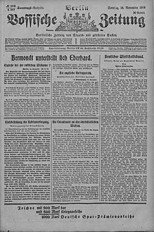 Vossische Zeitung vom 16.11.1919