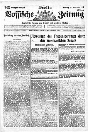 Vossische Zeitung vom 17.11.1919