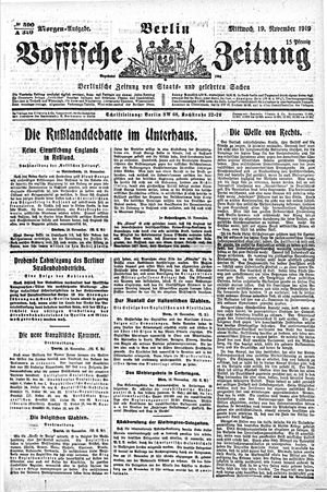 Vossische Zeitung on Nov 19, 1919