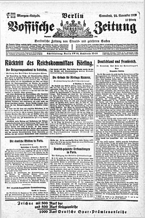 Vossische Zeitung vom 22.11.1919