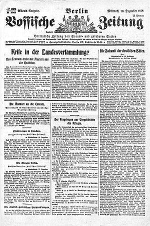 Vossische Zeitung on Dec 10, 1919