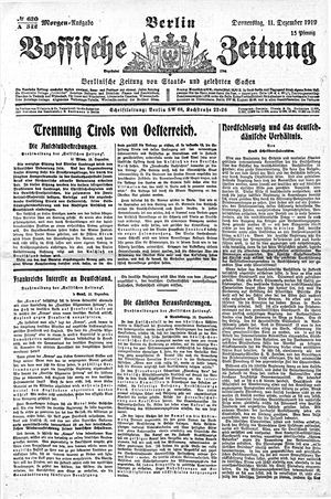Vossische Zeitung vom 11.12.1919