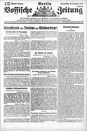 Vossische Zeitung on Dec 18, 1919
