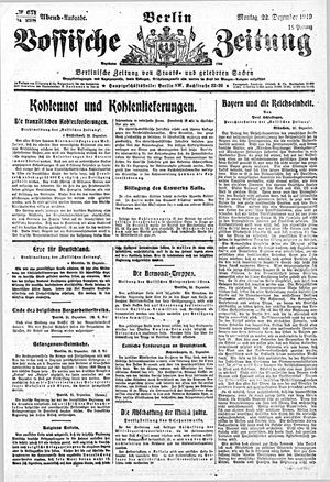 Vossische Zeitung vom 22.12.1919