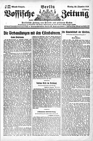 Vossische Zeitung vom 29.12.1919