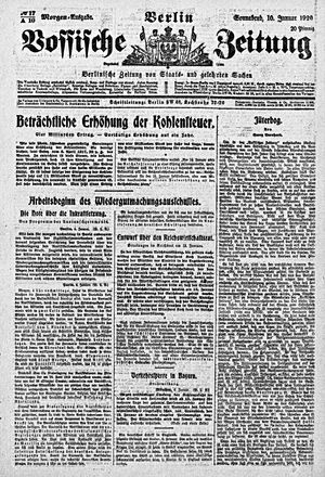 Vossische Zeitung on Jan 10, 1920