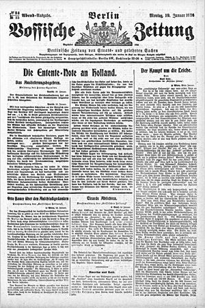 Vossische Zeitung vom 19.01.1920