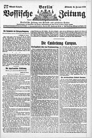 Vossische Zeitung on Jan 21, 1920