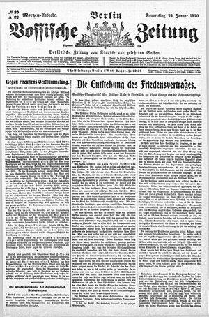 Vossische Zeitung on Jan 22, 1920