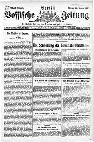 Vossische Zeitung on Jan 26, 1920