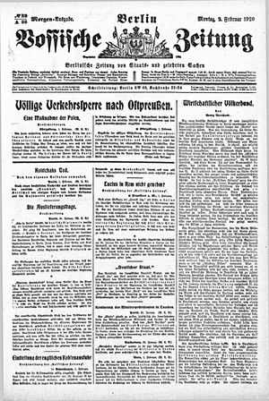 Vossische Zeitung on Feb 2, 1920