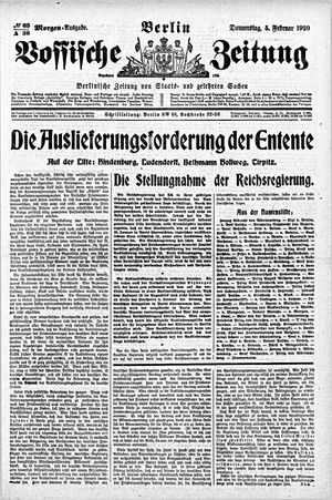 Vossische Zeitung on Feb 5, 1920