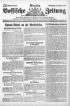 Vossische Zeitung on Feb 12, 1920