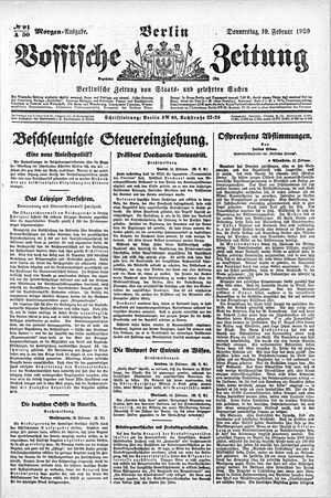 Vossische Zeitung on Feb 19, 1920