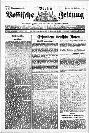 Vossische Zeitung on Feb 20, 1920