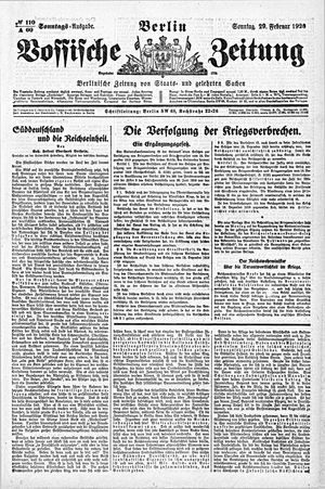 Vossische Zeitung vom 29.02.1920