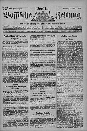 Vossische Zeitung on Mar 2, 1920