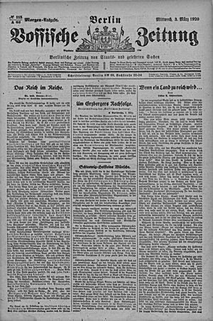 Vossische Zeitung on Mar 3, 1920