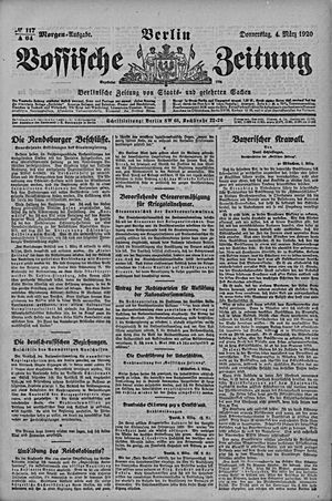 Vossische Zeitung on Mar 4, 1920