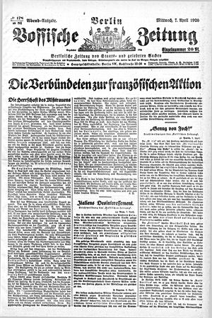 Vossische Zeitung on Apr 7, 1920