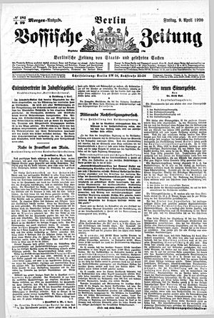 Vossische Zeitung on Apr 9, 1920