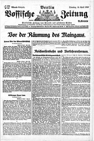 Vossische Zeitung on Apr 13, 1920