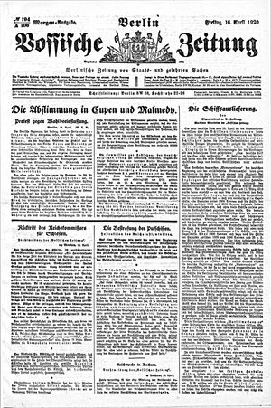 Vossische Zeitung on Apr 16, 1920