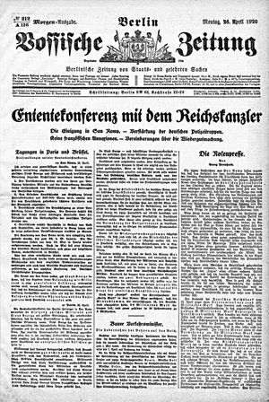 Vossische Zeitung vom 26.04.1920