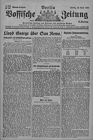 Vossische Zeitung on Apr 30, 1920