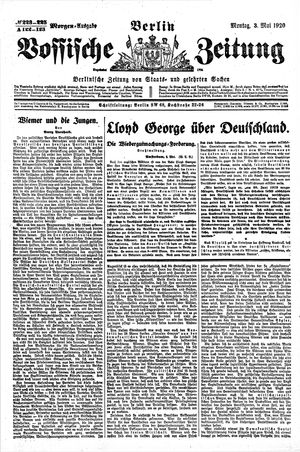 Vossische Zeitung on May 3, 1920