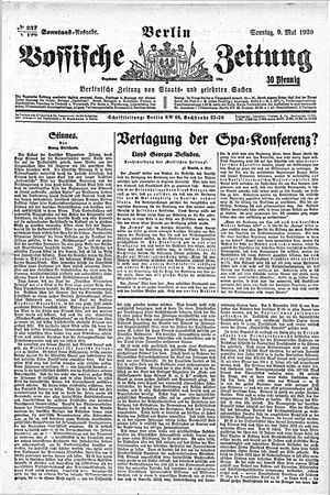 Vossische Zeitung on May 9, 1920