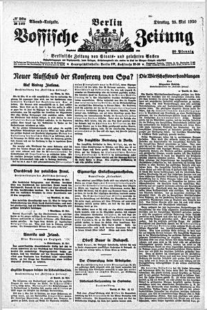 Vossische Zeitung on May 25, 1920