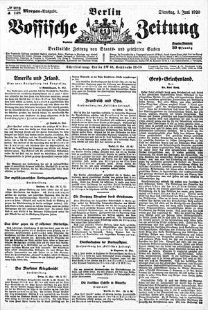 Vossische Zeitung on Jun 1, 1920