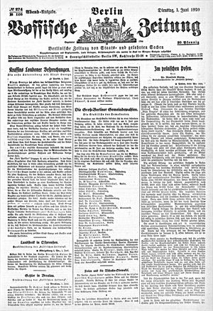 Vossische Zeitung on Jun 1, 1920