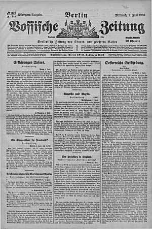 Vossische Zeitung on Jun 2, 1920