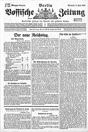 Vossische Zeitung on Jun 9, 1920
