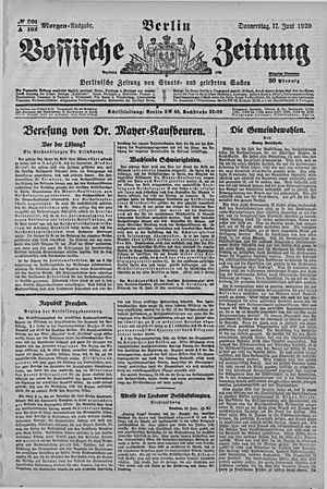 Vossische Zeitung on Jun 17, 1920
