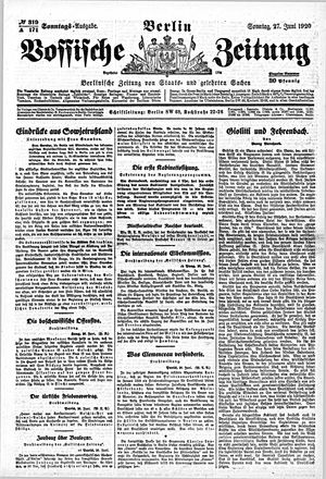 Vossische Zeitung on Jun 27, 1920