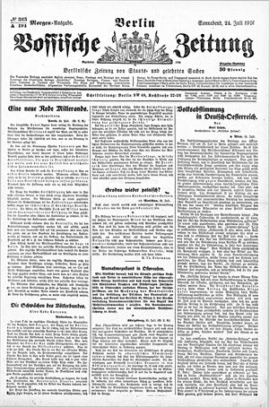 Vossische Zeitung on Jul 24, 1920