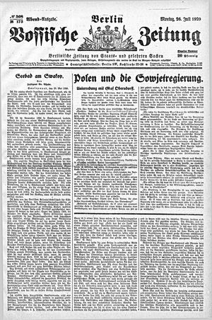 Vossische Zeitung on Jul 26, 1920