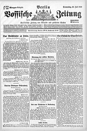 Vossische Zeitung on Jul 29, 1920