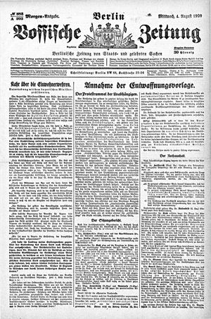 Vossische Zeitung vom 04.08.1920