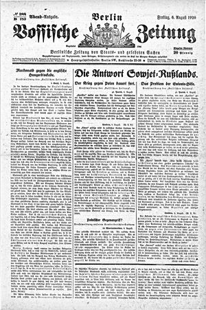 Vossische Zeitung vom 06.08.1920
