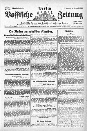 Vossische Zeitung on Aug 10, 1920