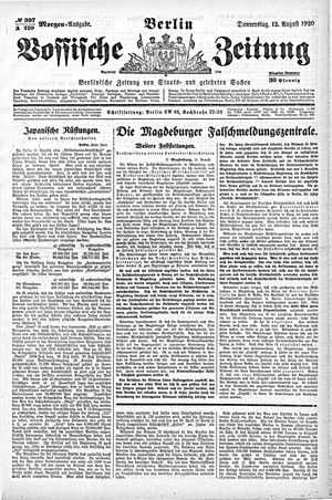 Vossische Zeitung on Aug 12, 1920