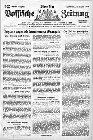 Vossische Zeitung on Aug 12, 1920
