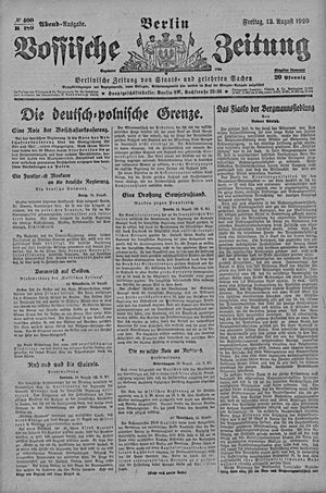 Vossische Zeitung on Aug 13, 1920