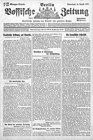 Vossische Zeitung vom 14.08.1920