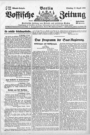 Vossische Zeitung vom 17.08.1920