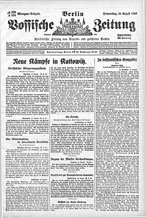 Vossische Zeitung on Aug 19, 1920